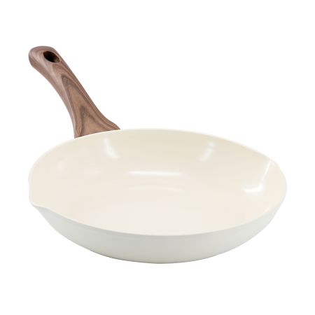 Oster Amberg Choice 8 Inch Ceramic Nonstick Forged Aluminum Frying Pan in Off-White